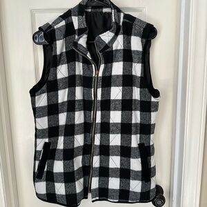 Black & white plaid vest